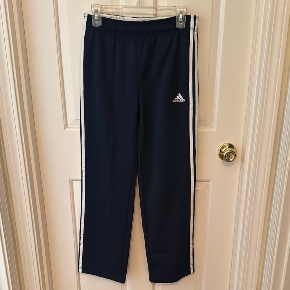 Adidas Kids Dark Blue Joggers with White Stripes